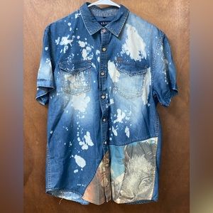 AKOO DISTRESS SHORT SLEEVE SHIRT RN 98011 DENIM MENS SIZE L